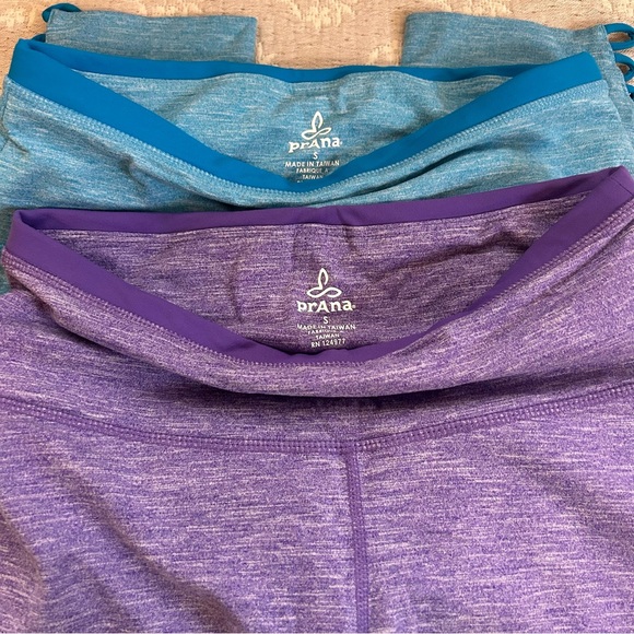 Prana Pants - Prana Tori Capri Leggings Bundle of 2 Teal Lavender Heather Yoga Activewear Sz S